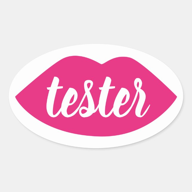 Sticker Ovale Tester Tester Exemple Me Pink Lips Maquillage prod (Devant)