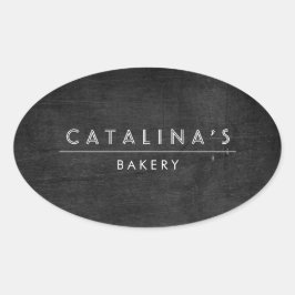Sticker Ovale Texte Art déco sur bois noir