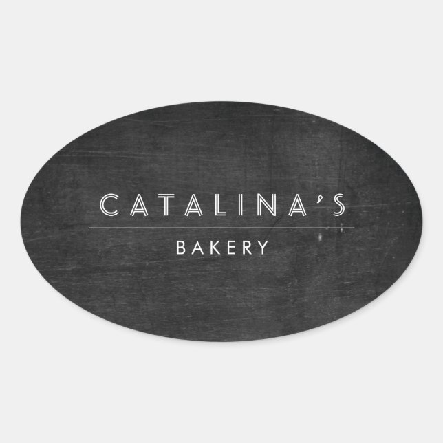 Sticker Ovale Texte Art déco sur bois noir (Devant)