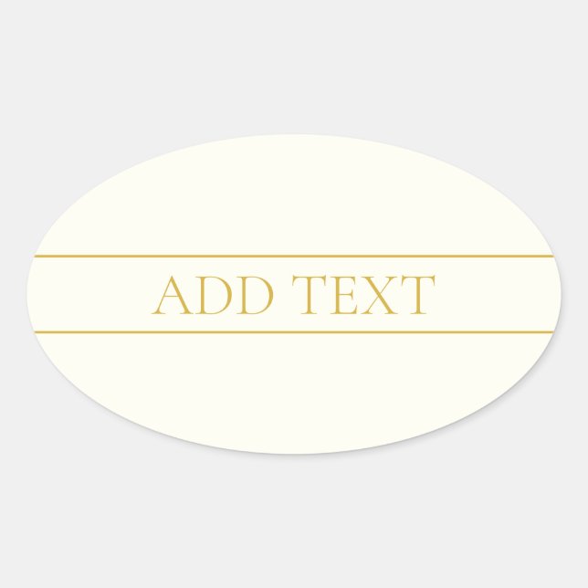Sticker Ovale Texte personnalisable élégant simple | Or blanc ca (Devant)
