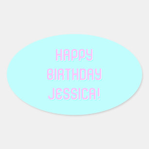 Sticker Ovale Texte personnalisable Joyeux Anniversaire à tout n