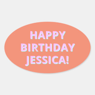 Sticker Ovale Texte personnalisable Joyeux Anniversaire à tout n