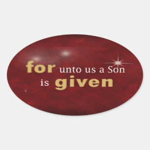 Sticker Ovale Texte religieux de Noël en rouge