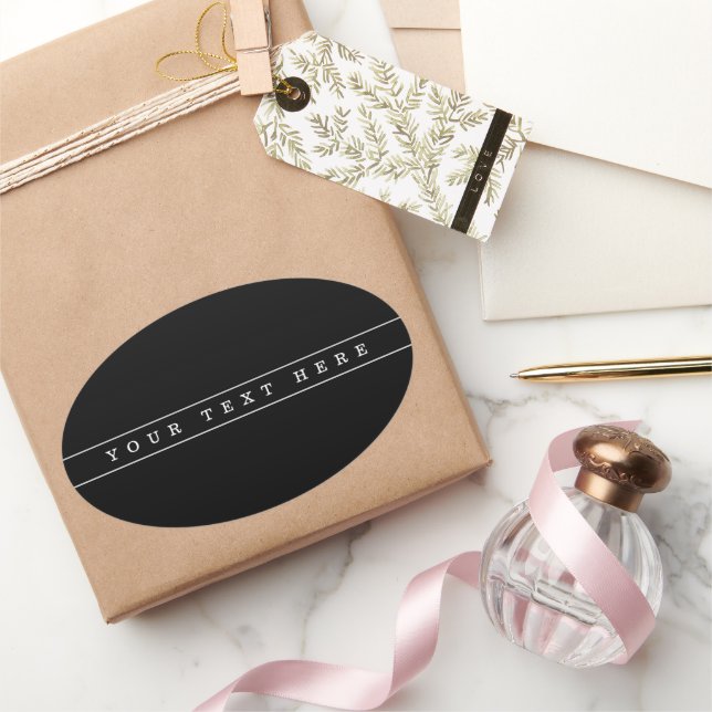 Sticker Ovale Texte Simple Et Bandes Minces (Cadeaux)