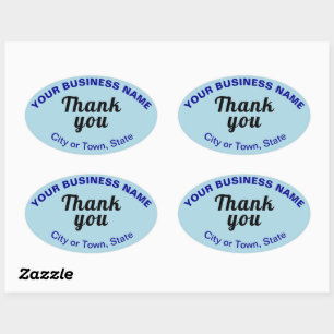 Sticker Ovale Textes de Merci d'entreprise sur bleu clair