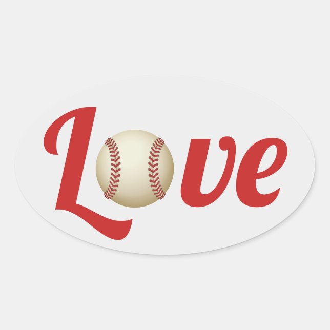 Sticker Ovale Thème De Baseball Sports Amour Mariage Faveur (Devant)