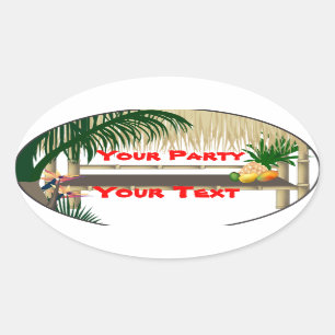 Sticker ovale Tiki Hut Party Tropical 2