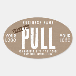 Sticker Ovale Tirer Merci Rustique Charme Kraft Papier
