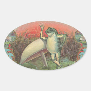 Sticker Ovale Toad et champignons