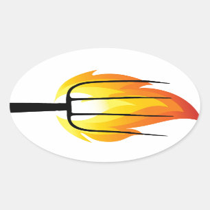 Sticker Ovale Torche et fourche