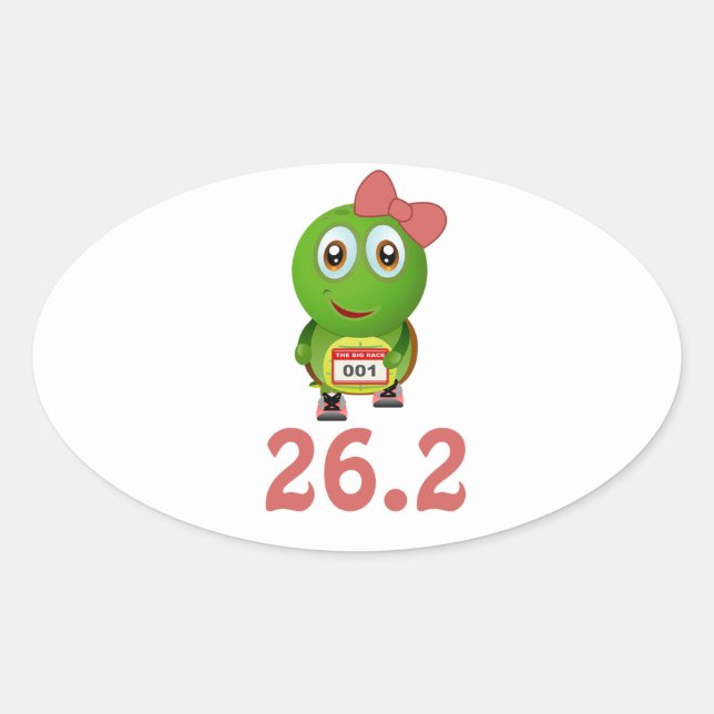 Sticker Ovale Tortue 26,2 (marathon) (Devant)