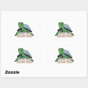 Sticker Ovale Tortue Lente Et Régulière