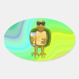 Sticker Ovale Tortue soif