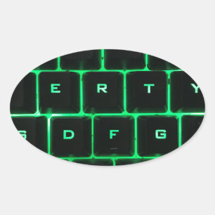 Sticker Ovale Touches de clavier de l'ordinateur QWERTY