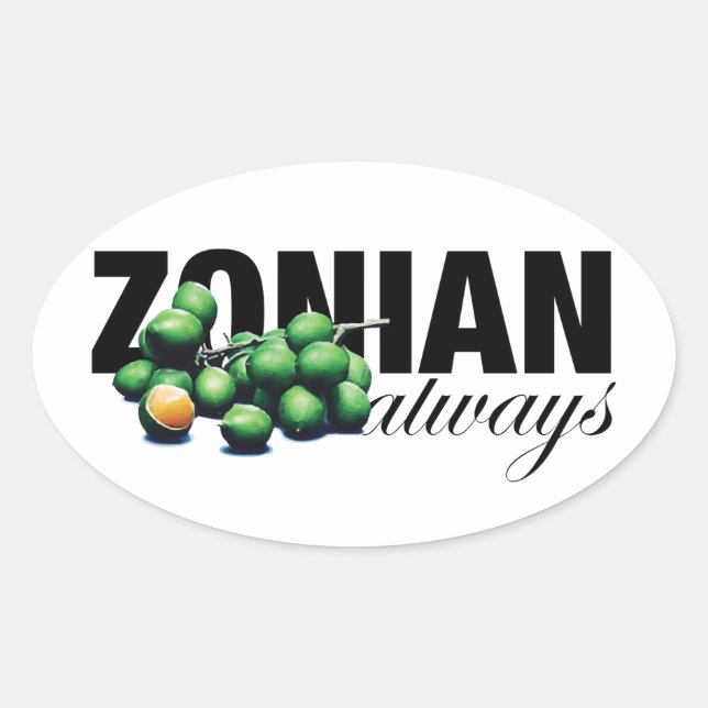 Sticker Ovale Toujours zonien avec des grenouilles (Devant)