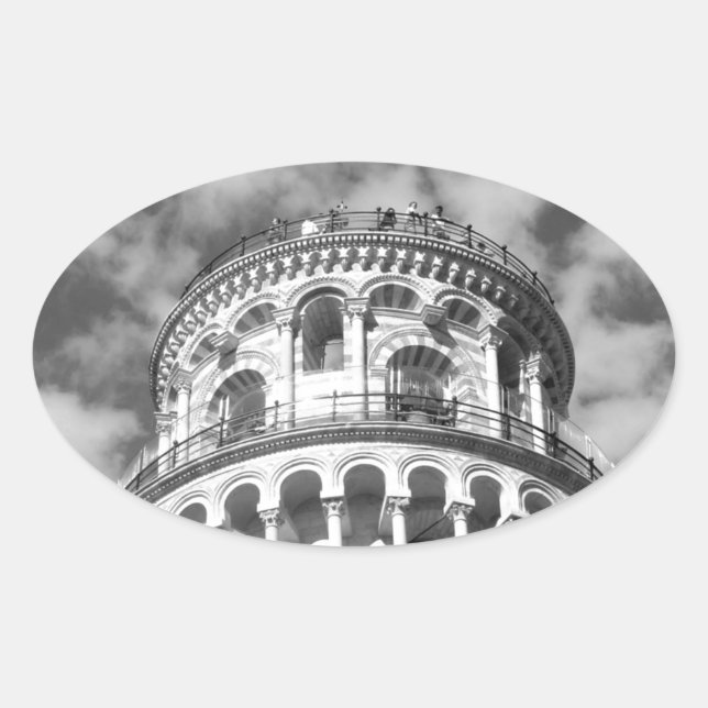 Sticker Ovale Tour blanche noire de Pise Italie (Devant)