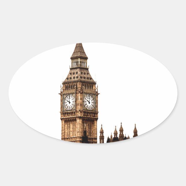 Sticker Ovale Tour Sepia Big Ben (Devant)