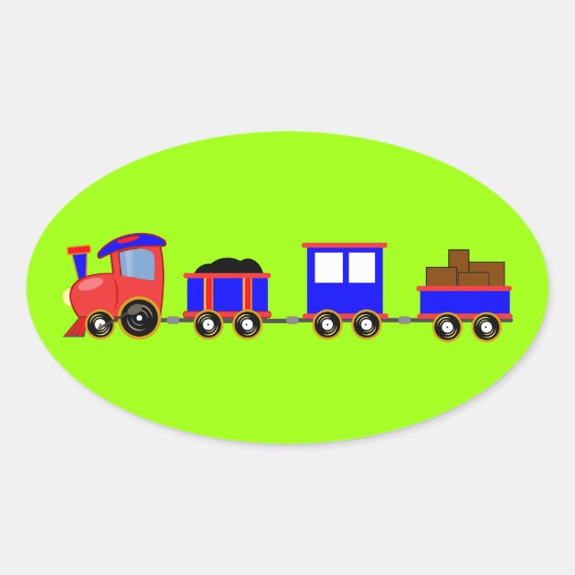 Sticker Ovale train-312107 caricature de train jouets moteurs vo (Devant)