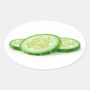 Sticker Ovale Tranches de concombre