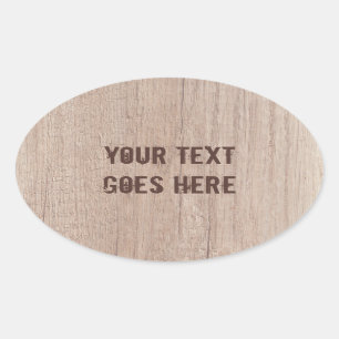Sticker Ovale Trendy Distressed Texte Brown Bois Look