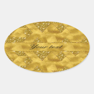 Sticker Ovale Triangles de Parties scintillant Gold Faux tendanc