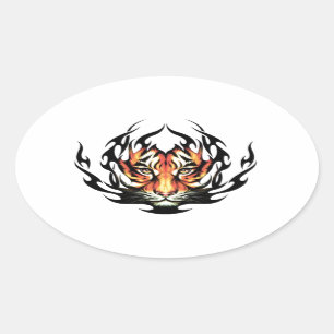 Sticker Ovale Tribal tiger