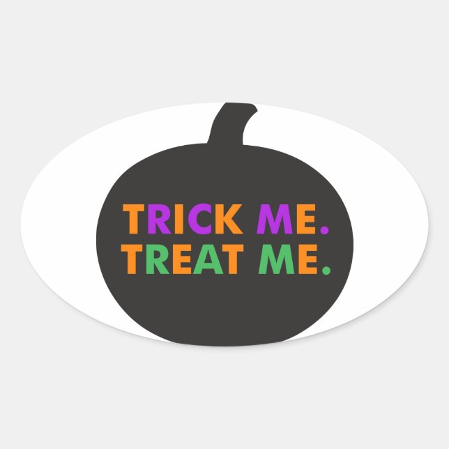 Sticker Ovale Trick Me Traite, Couleurs Multiples (Devant)
