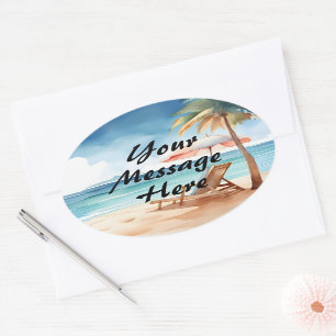 Sticker Ovale Tropical Beach Party