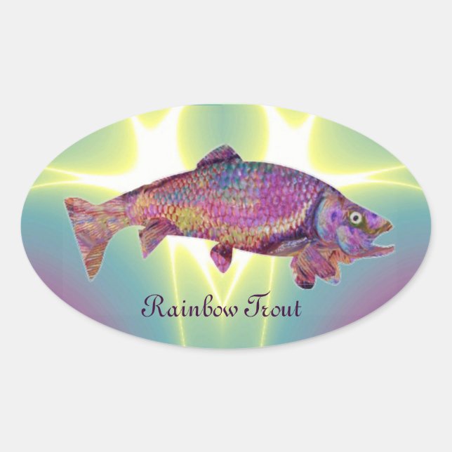 STICKER OVALE TROUT RAINBOW COLORFUL (Devant)