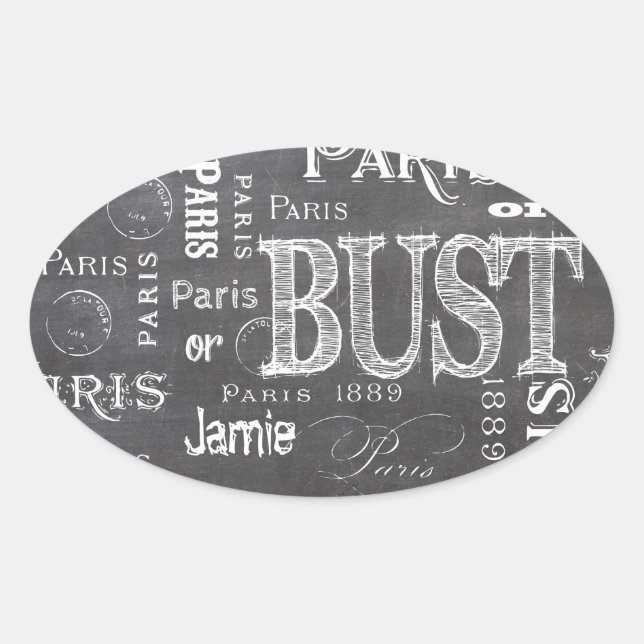 Sticker Ovale Typographie Calligraphie Paris France Tour Eiffel (Devant)