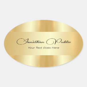 Sticker Ovale Typographie or Faux Script Modèle tendance