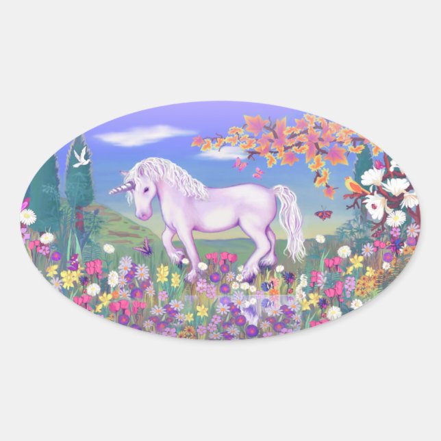 Sticker Ovale Un paradis mauve (Devant)