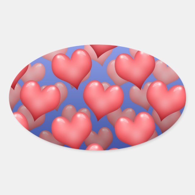 Sticker Ovale Un tas de coeurs (Devant)