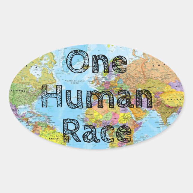 Sticker Ovale Une race humaine (Devant)