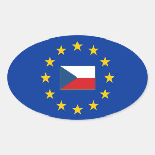 Sticker Ovale Union européenne Tchéquier ovale République Tchèqu