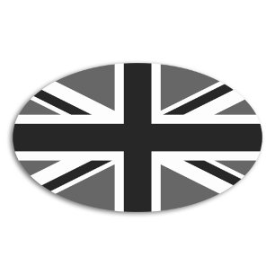 Sticker Ovale Union Jack noir et gris