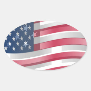 Sticker Ovale USA Unites : Stripes & Stars en Gras Design