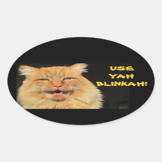 Sticker Ovale Utiliser Yah Blinkah Dit Boston Kittah