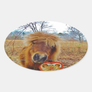 Sticker Ovale Valentine Heart Miniature Brown Horse