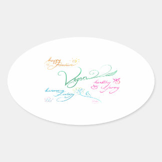Sticker Ovale Vegan & happy lifestyle