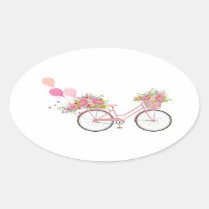 Sticker Ovale Vélo Whimsical Rose