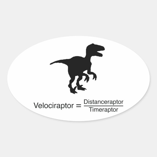 Sticker Ovale velociraptor drôle de science (Devant)