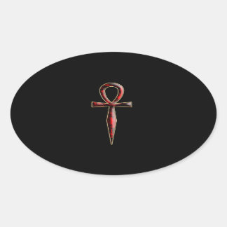 Sticker Ovale ver 01 - Ankh - arrière - plan noir