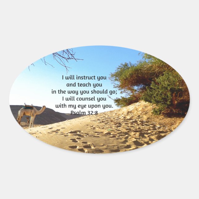 Sticker Ovale Versets bibliques Citation Inspirationnelle Psaume (Devant)