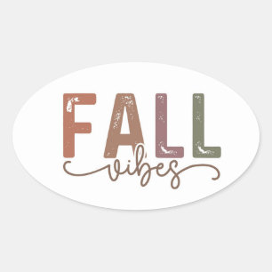 Sticker Ovale Vibes d'automne arc-en-ciel