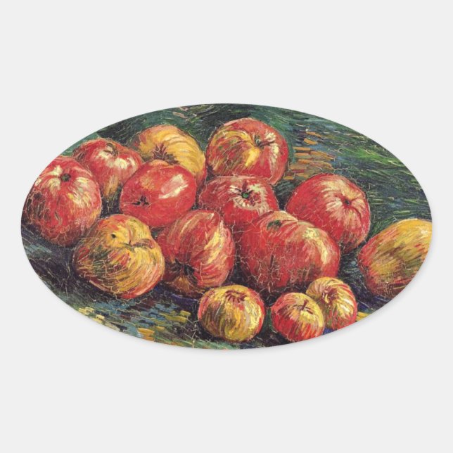 Sticker Ovale Vincent van Gogh peinture, Pommes (Devant)
