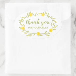 Sticker Ovale Vins floraux MERCI de couronne pour l'ordre chic
