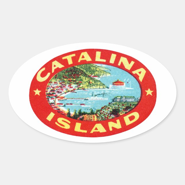 Sticker Ovale Vintage Catalina, Californie (Devant)