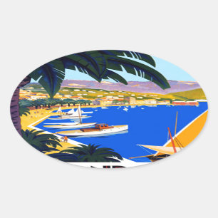 Sticker Ovale Vintage Côte d'Azur