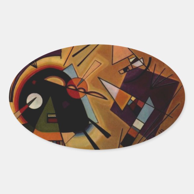 Sticker Ovale Violet noir Kandinsky (Devant)